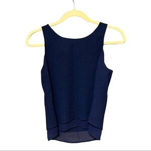 Maison Jules Layered Chiffon Tank Top Navy Small